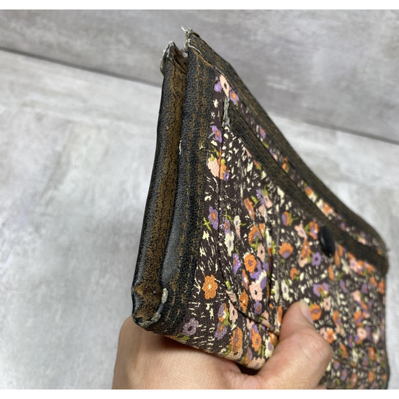 Billabong Wallet Womens One Size Brown Floral Zip Around Clutch Purple Lining - Picture 4 of 16